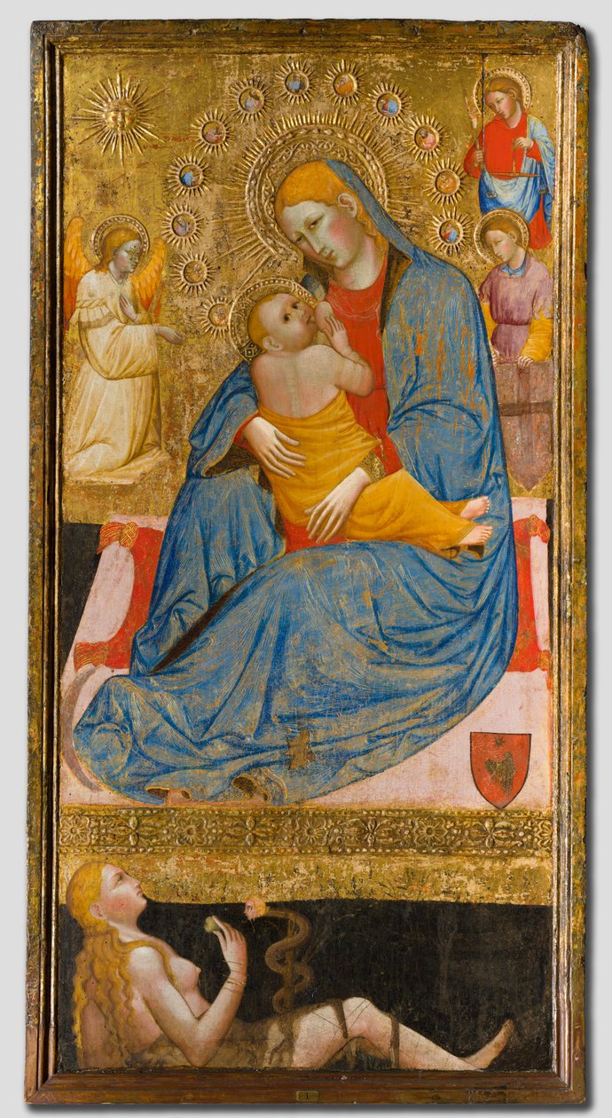 Ydmyghedens Madonna med Evas fristelse, ca. 1400. af Olivuccio di Ciccarello