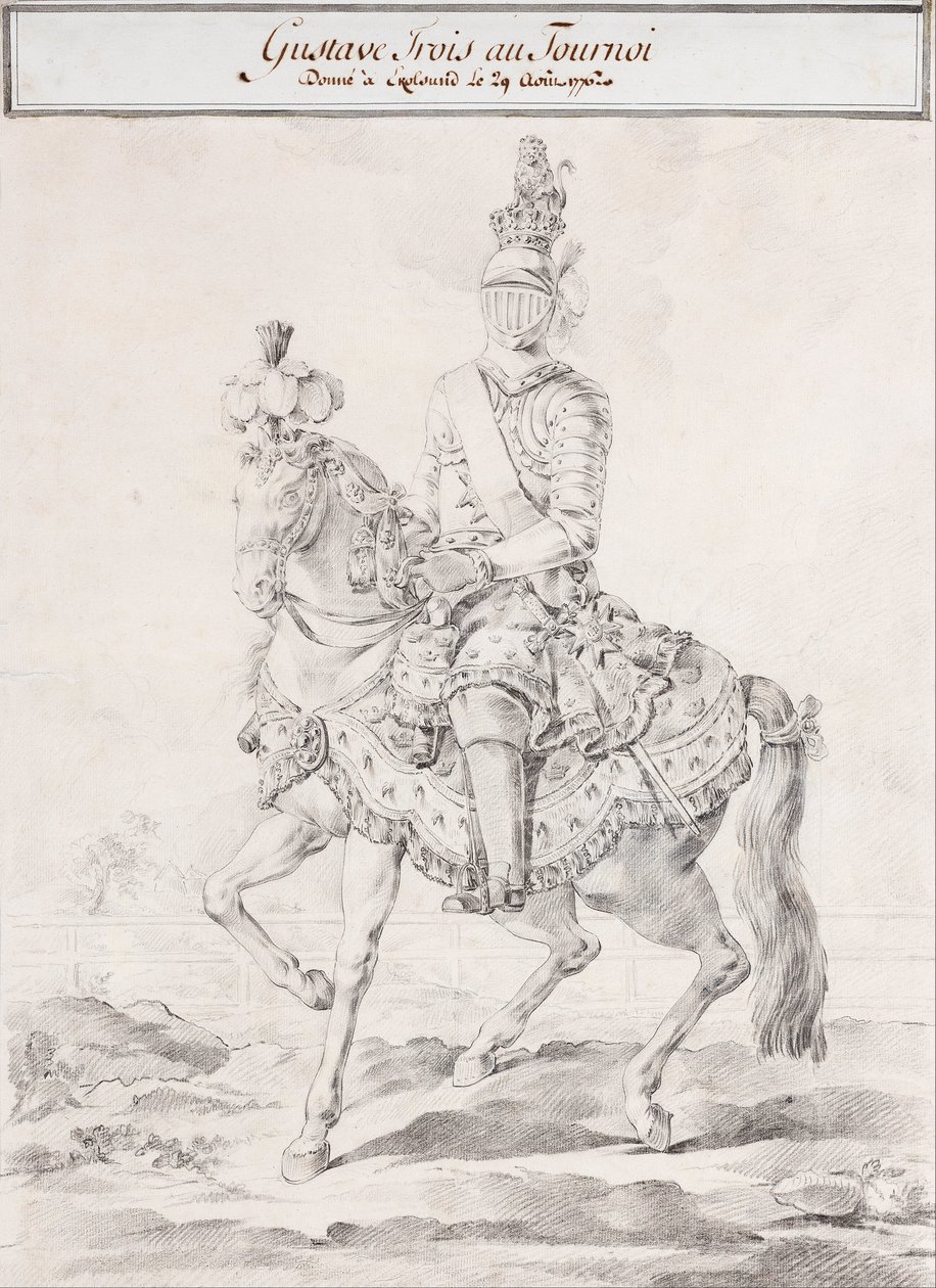 Gustav III i seletøj på hesteryg 1776 af Olof Fridsberg