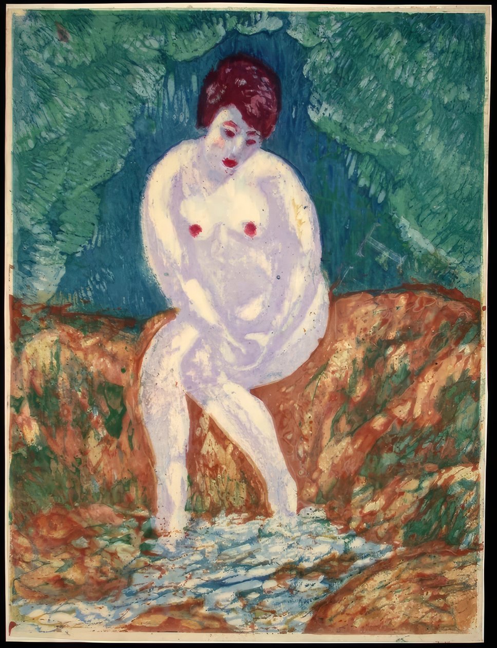 En kilde, fra serien "Lykke" af Onchi Kôshirô