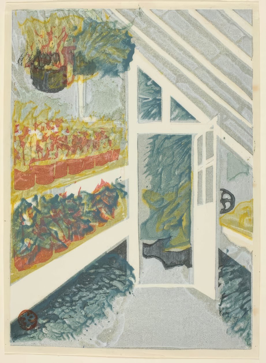 Drivhus, fra serien "Tryk af Shinjuku Imperial Garden (Shinjuku Gyoen hanga)" af Onchi Kôshirô