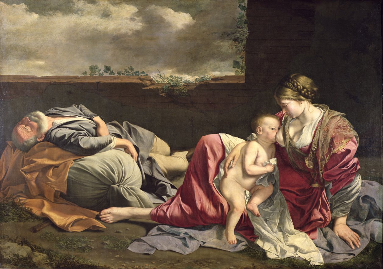 Resten på flugten til Egypten, 1628 af Orazio Gentileschi