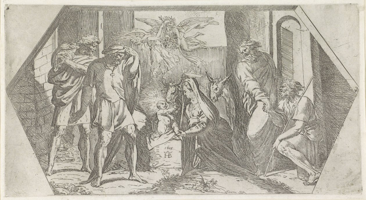 Tilbedelse af hyrderne Malerier i Raphaels Loggia (serietitel) af Orazio Borgianni
