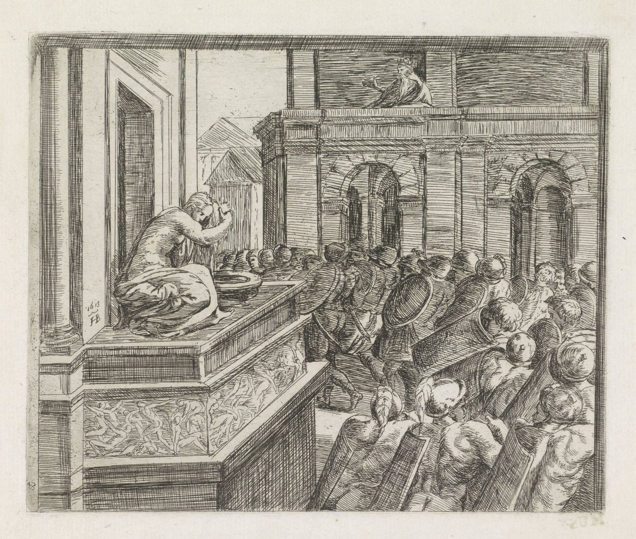 David udspionerer Batseba Malerier i Raphaels Loggia (serietitel) af Orazio Borgianni