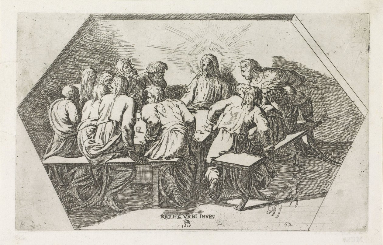 Sidste aftensmad Malerier i Raphaels Loggia (serietitel) af Orazio Borgianni