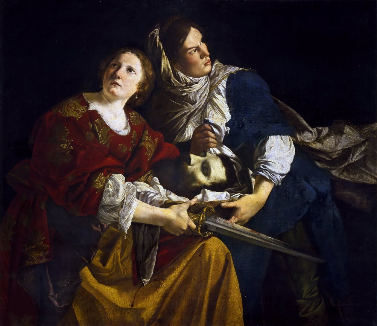 Judith og hendes tjenestepige med hovedet af Holofernes, ca. 1610. af Orazio Gentileschi