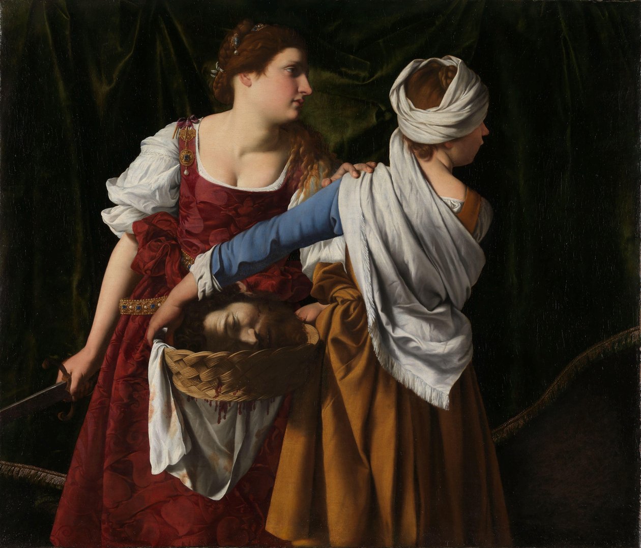 Judith og hendes tjenestepige med hovedet af Holofernes, ca. 1608-12 (olie på lærred) af Orazio Gentileschi