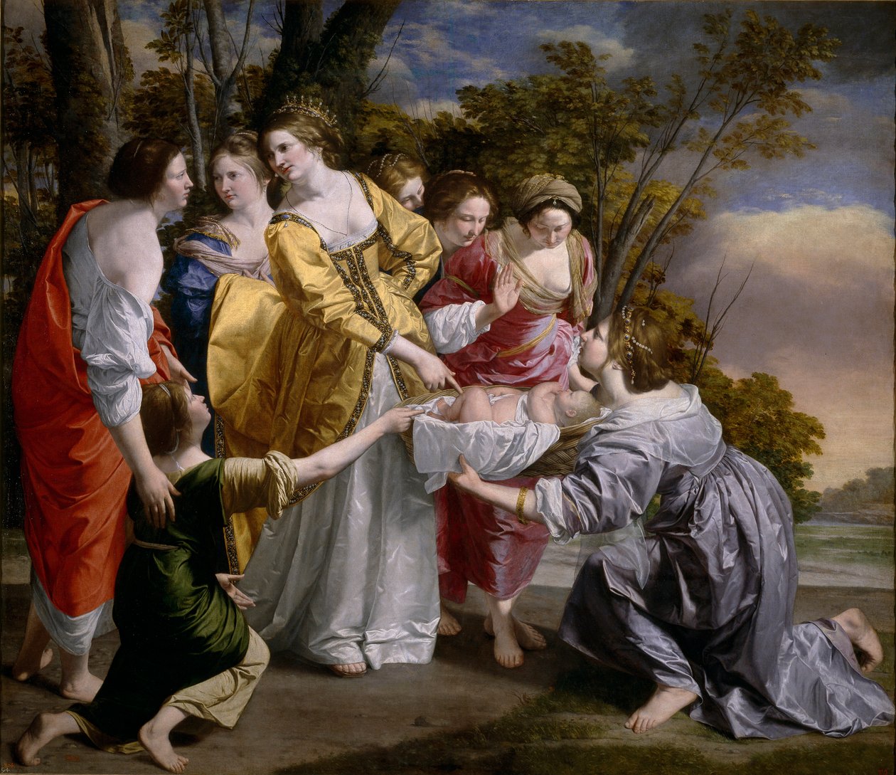 La decouverte de Moise - Fundet af Moses - Maleri af Orazio Gentileschi (1563-1638) af Orazio Gentileschi