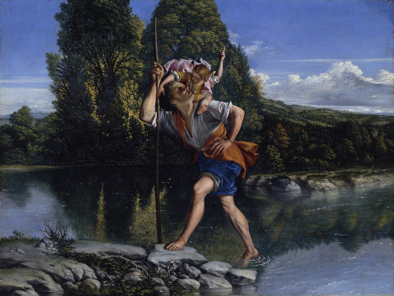 Landskab med den hellige Kristoffer af Orazio Gentileschi