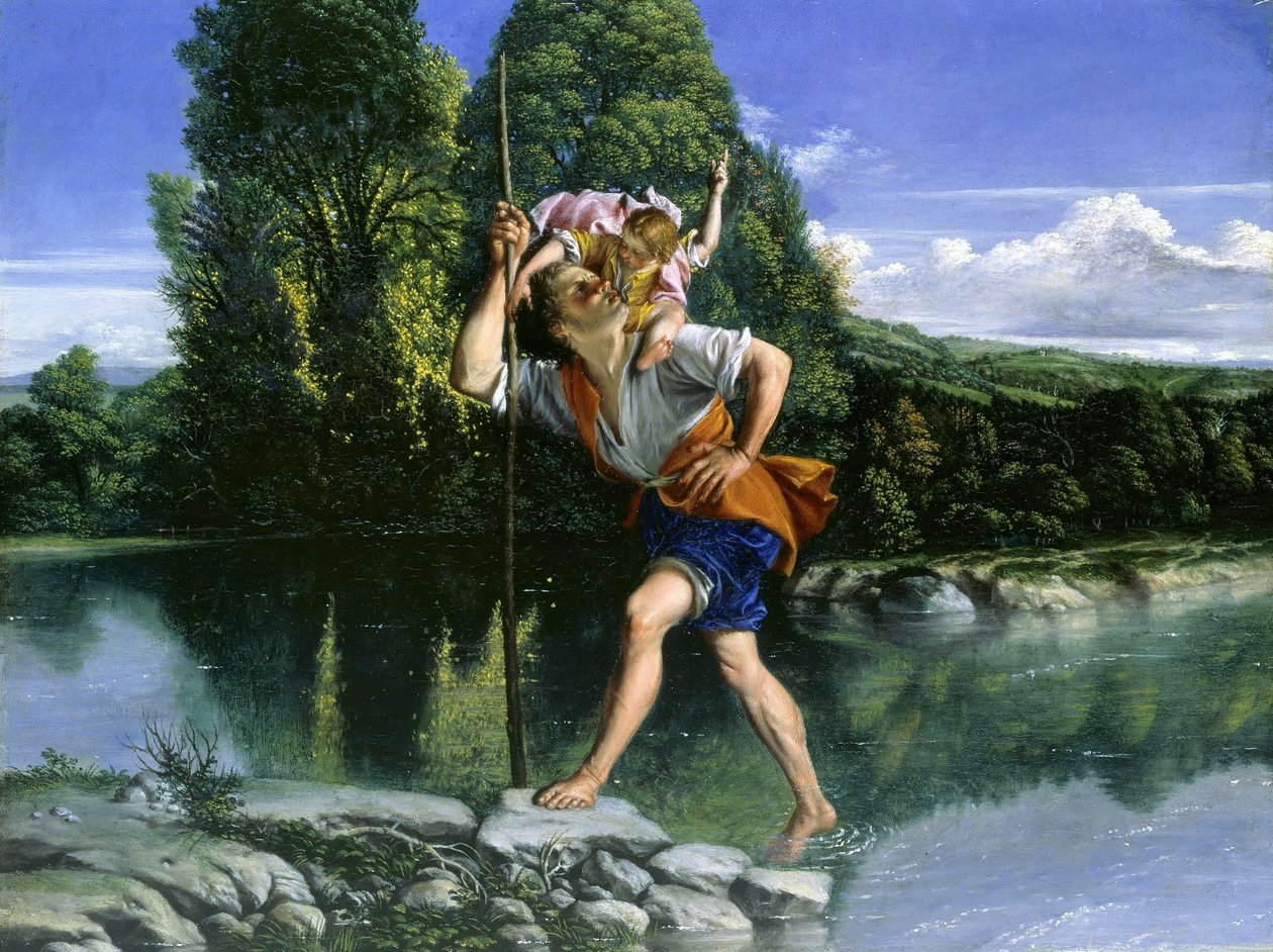 Landskab med Sankt Christopher af Orazio Gentileschi
