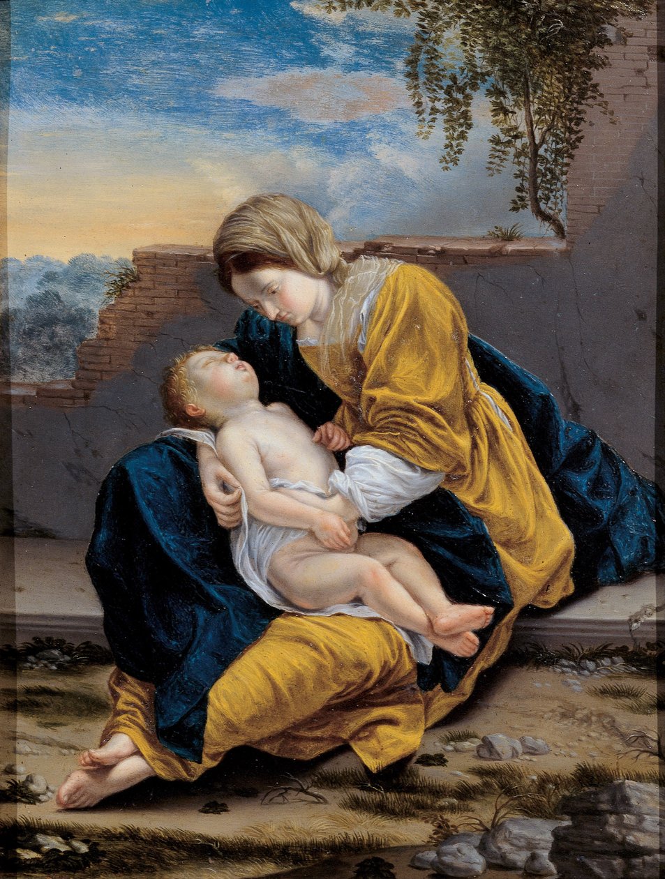 Madonna og barn i et landskab, 1621-1624 af Orazio Gentileschi