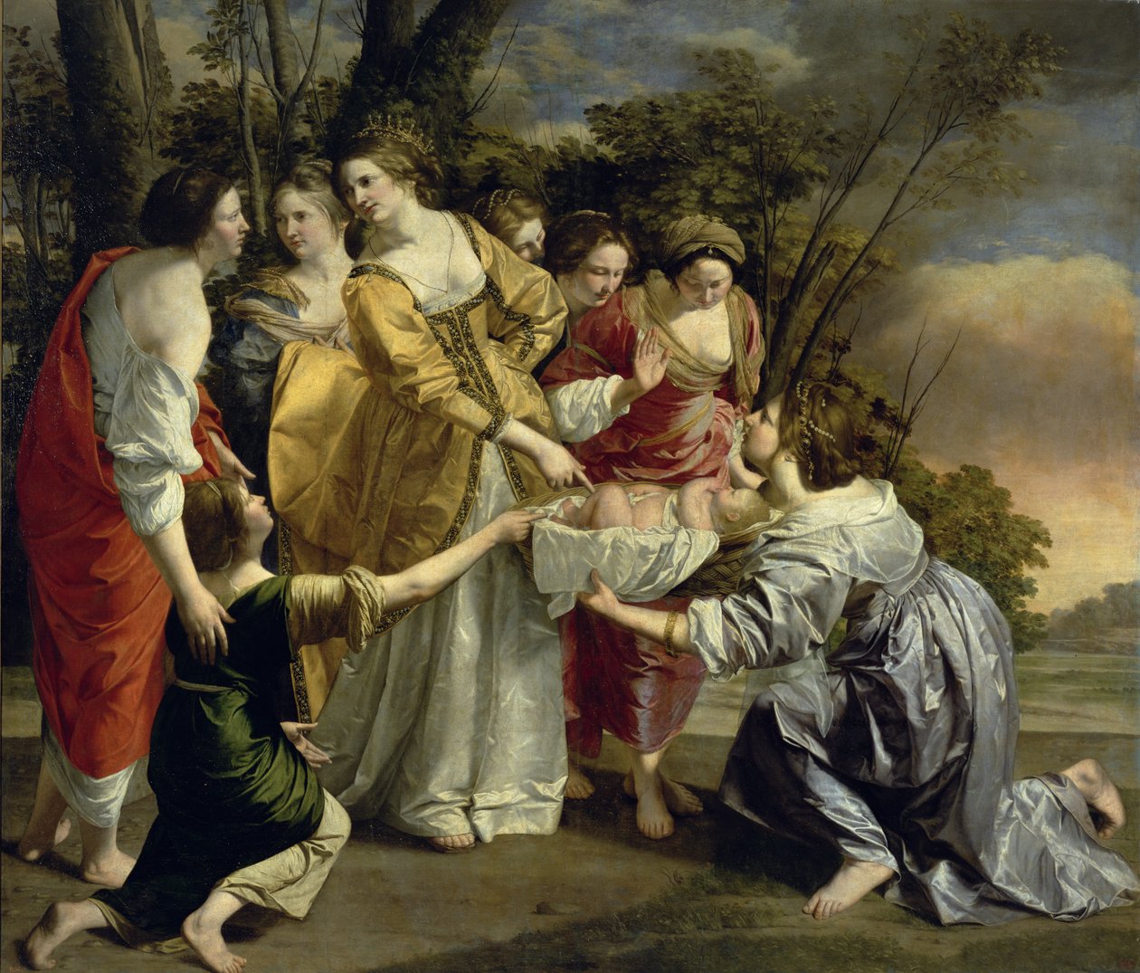Moses reddet fra Nilen, ca. 1630 (olie på lærred) af Orazio Gentileschi