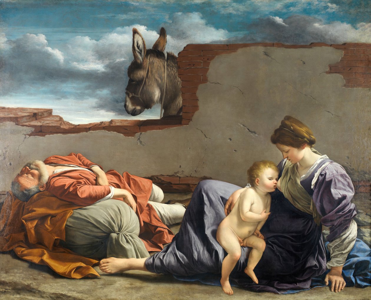 Hvil på flugten til Egypten, 1615-1621. af Orazio Gentileschi
