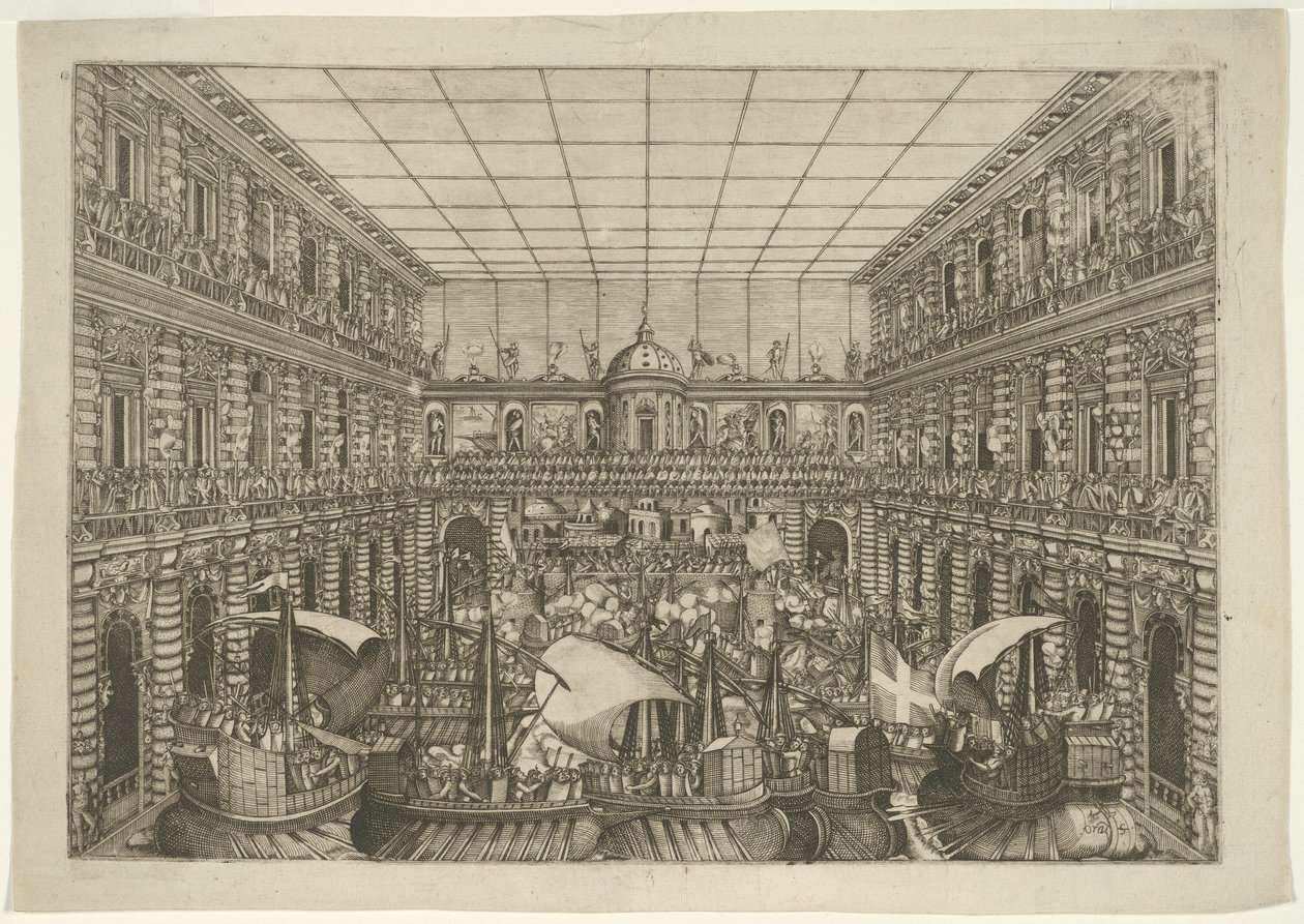Naumachia i gården til Palazzo Pitti af Orazio Scarabelli