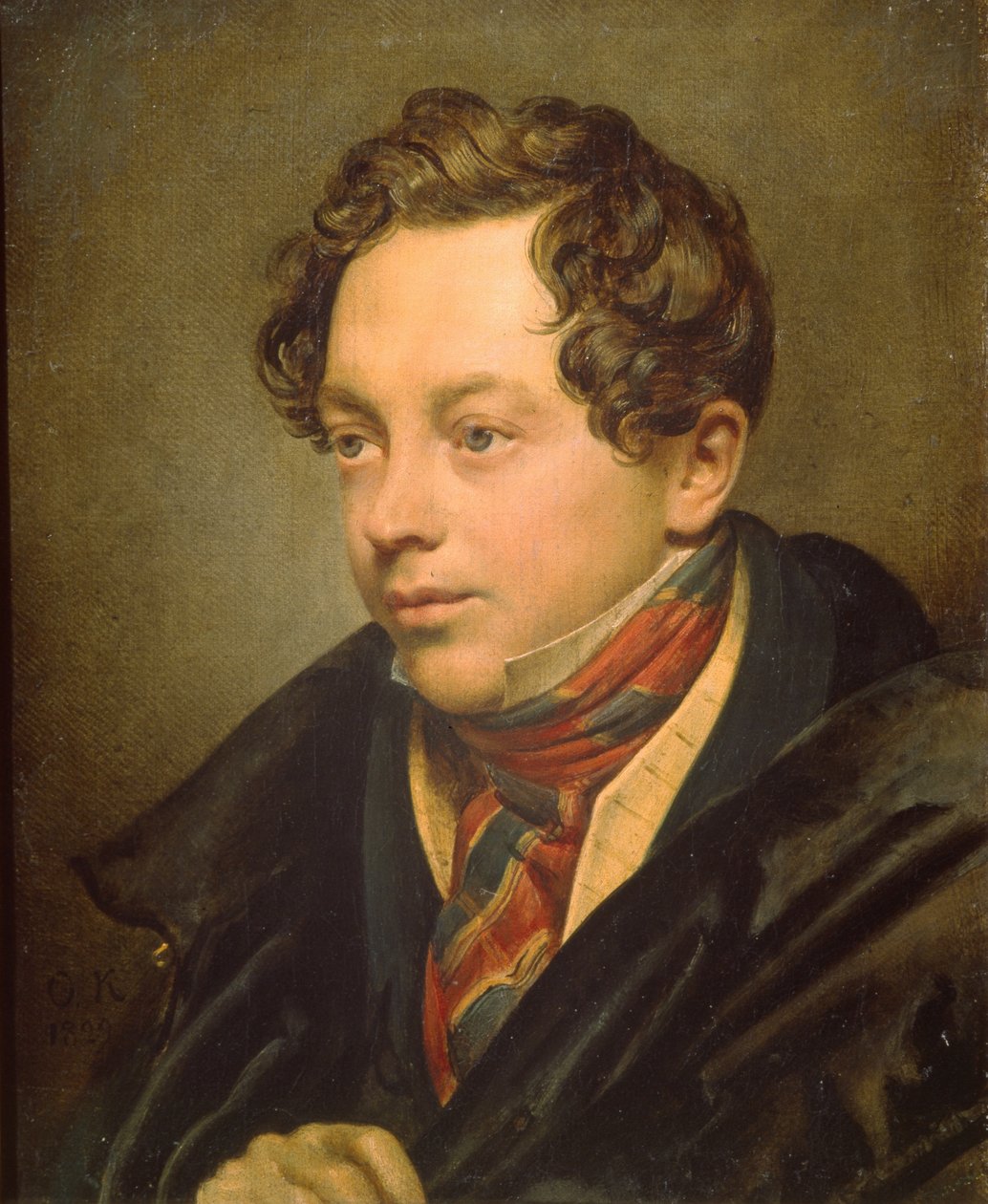 Portræt af kunstneren Pyotr Basin 1794-1881, 1829 af Orest Adamovich Kiprensky