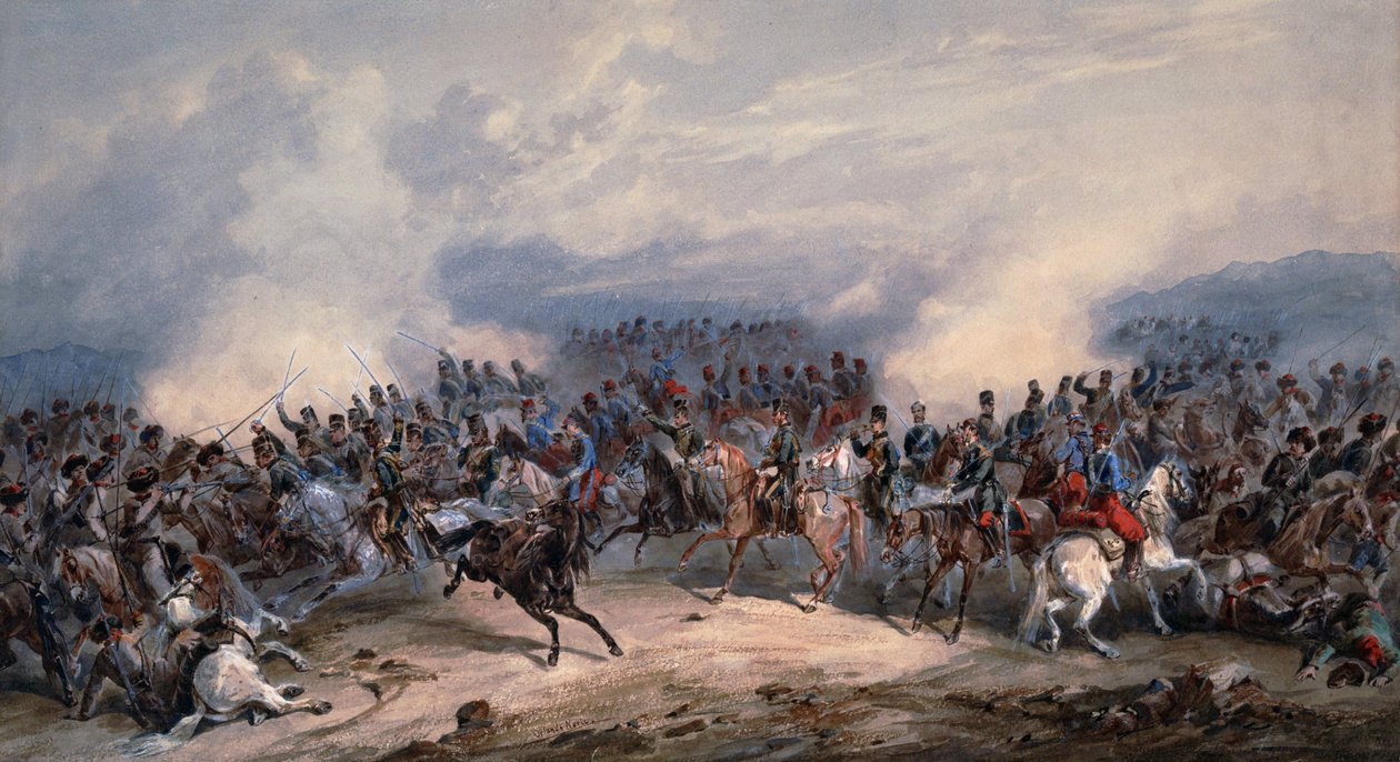 Hussars and Chasseurs at the Battle of Chernaya River on August 16, 1855dani af Orlando Norie