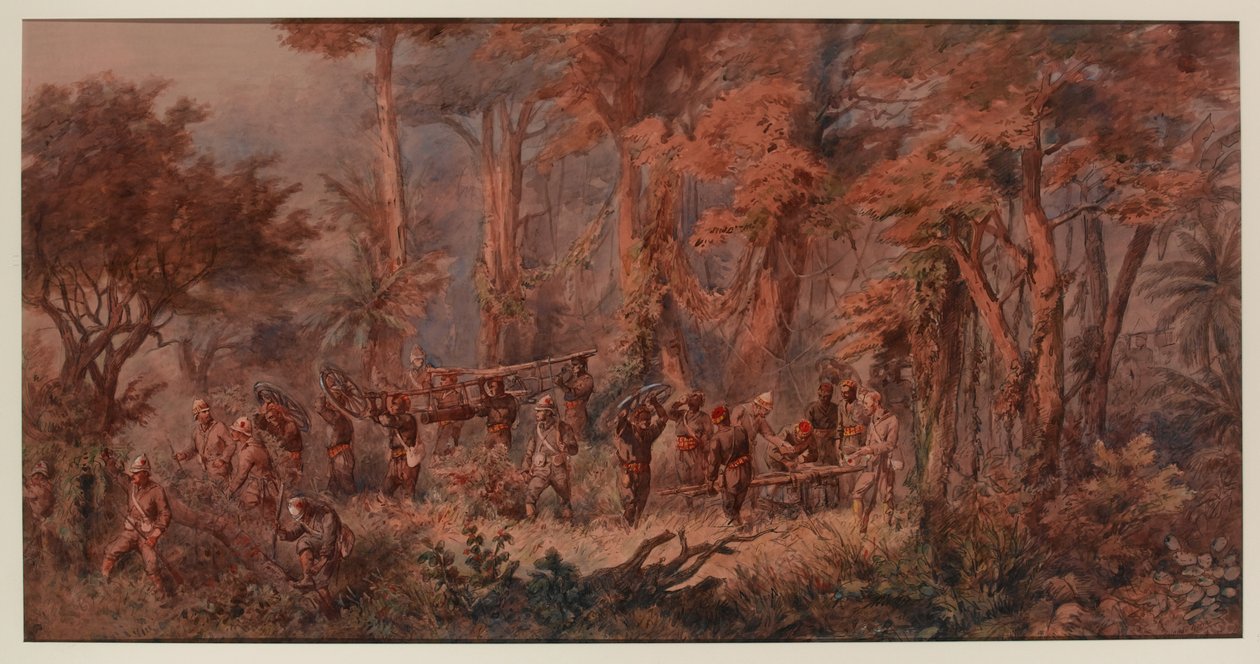 ?Flådebrigade marcherer ind i Mansuh?, 1873 af Orlando Norie