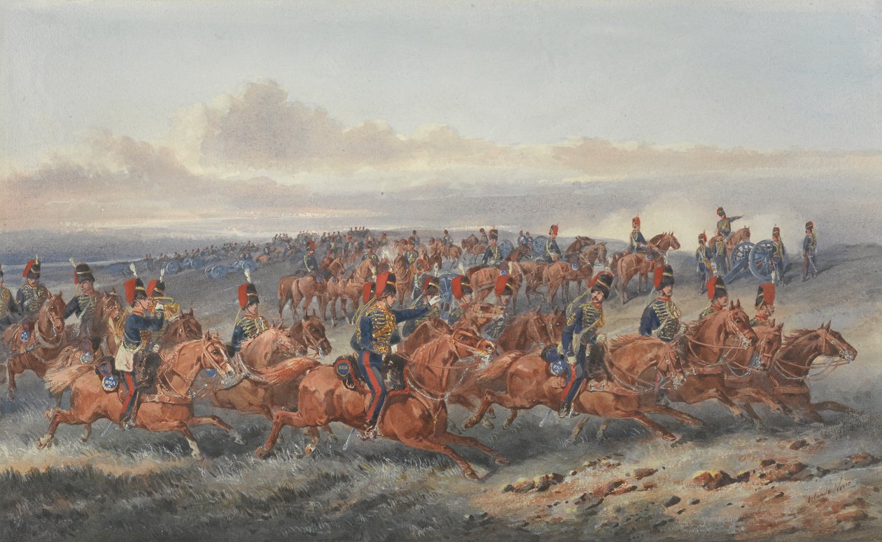 The Chestnut Troop (A Batteri) Royal Horse Artillery (akvarel på papir) af Orlando Norie