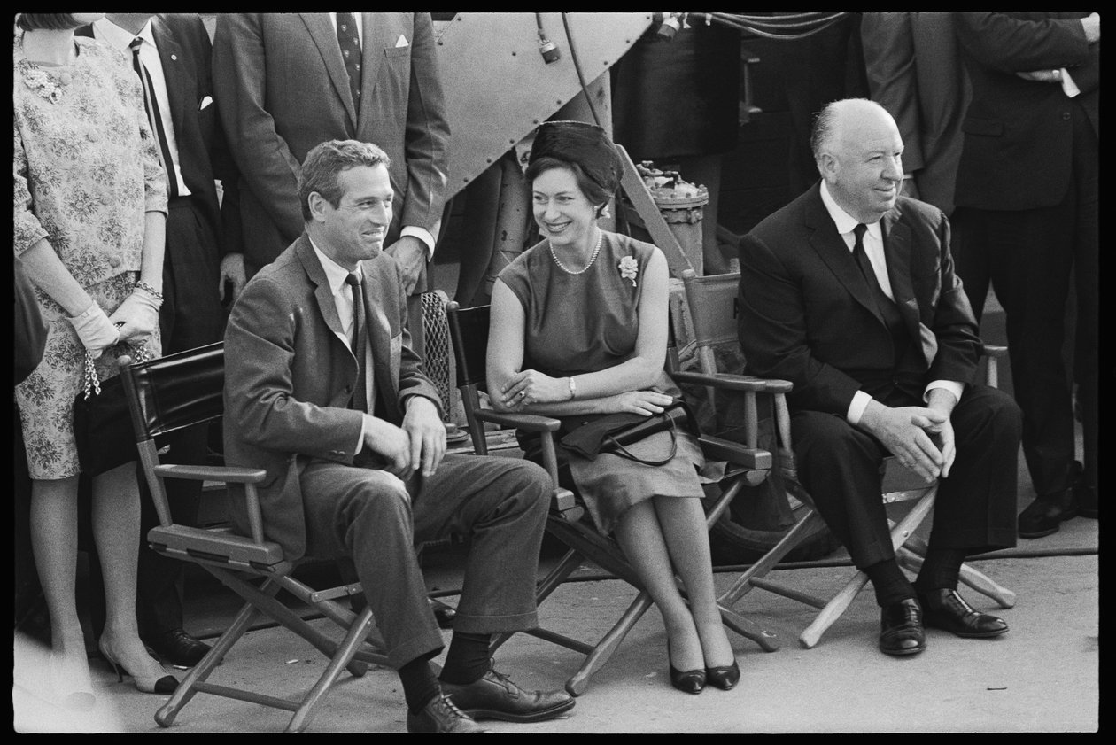 Paul Newman, prinsesse Margaret og Alfred Hitchcock på settet til 