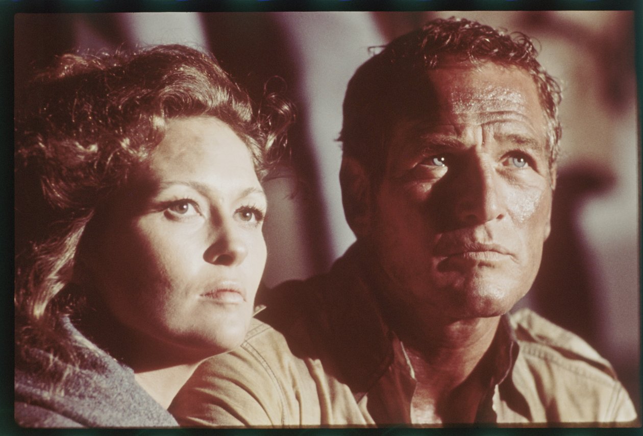 Paul Newman og Faye Dunaway på sættet af 