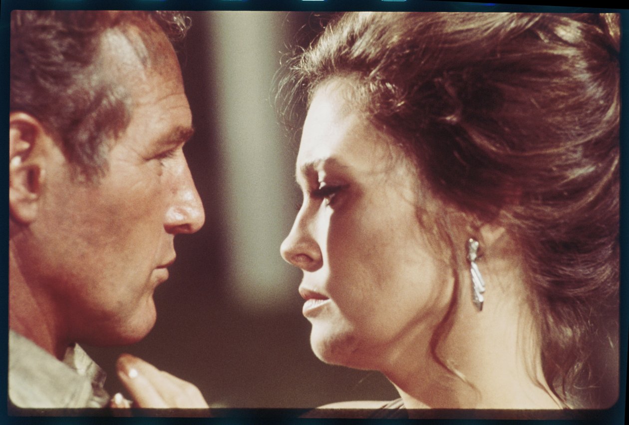 Paul Newman og Faye Dunaway på sættet af 