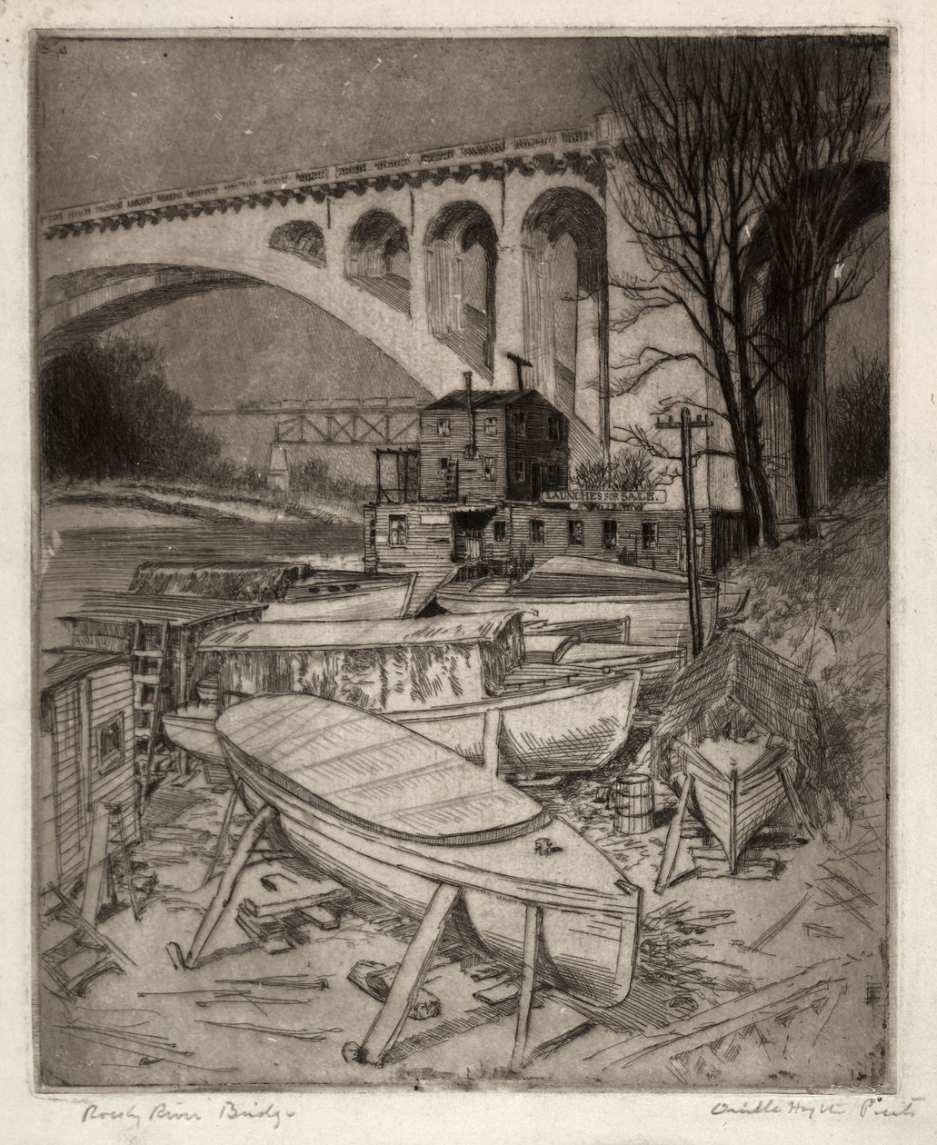 Rocky River Bridge af Orville Houghton Peets