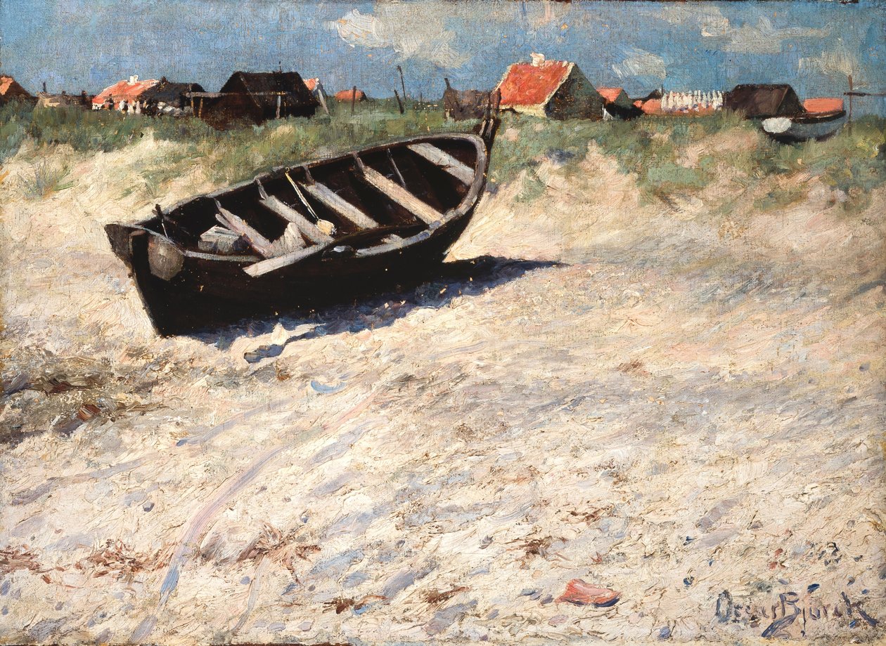 Båd ved Skagens Sydstrand af Oscar Gustaf Bjorck