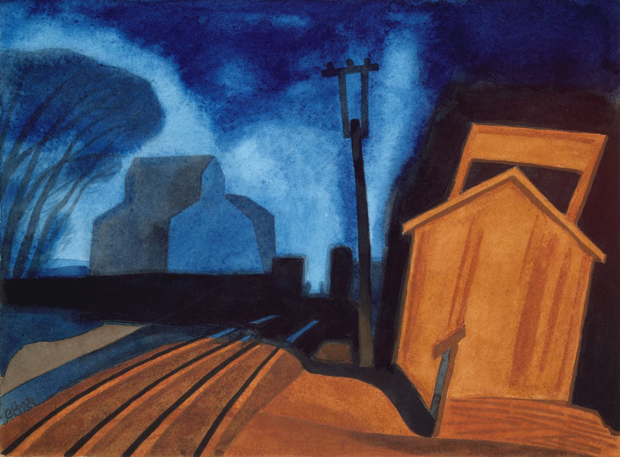 Flag Station, Elizabeth, New Jersey, 1925 af Oscar Florianus Bluemner