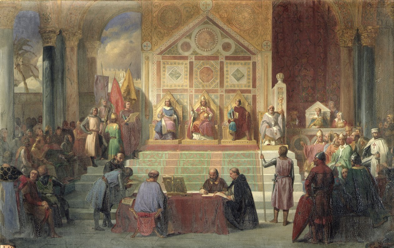 St. Louis (1214-70) Konge af Frankrig Modtager Robert Patriark af Jerusalem, i Damietta i 1249, 1846 af Oscar Gue