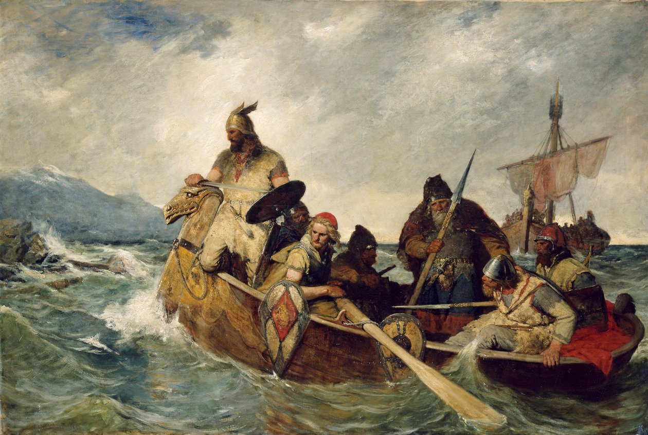Nordmændene lander på Island, år 872 af Oscar Wergeland