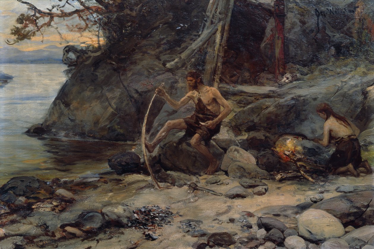 Stenalder mennesker af Oscar Arnold Wergeland