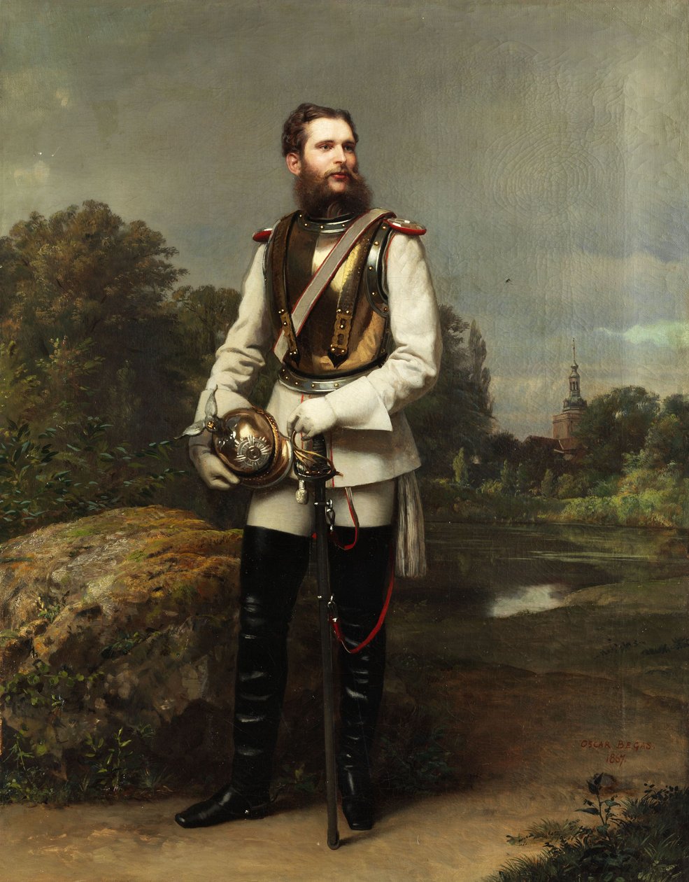 Kronprins Friedrich Wilhelm af Preussen. Signeret og dateret "OSCAR BEGAS 1867" på vej nederst til højre af Oscar Begas