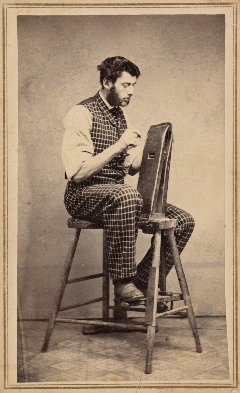 Portræt af en læderarbejder, ca. 1864 (foto) af Oscar C. Barnes
