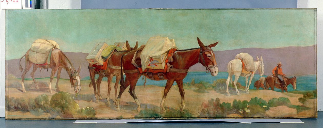 Anheuser-Busch Pack Mules (olie på lærred) af Oscar Edward Berninghaus
