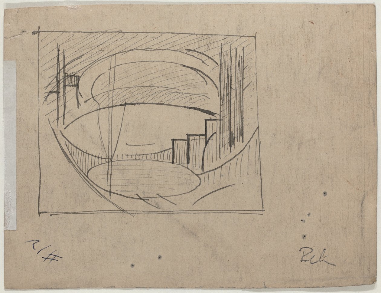 Studie til "Soho" (verso) af Oscar F. Bluemner