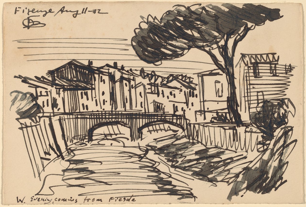 Arno om aftenen, Firenze af Oscar F. Bluemner