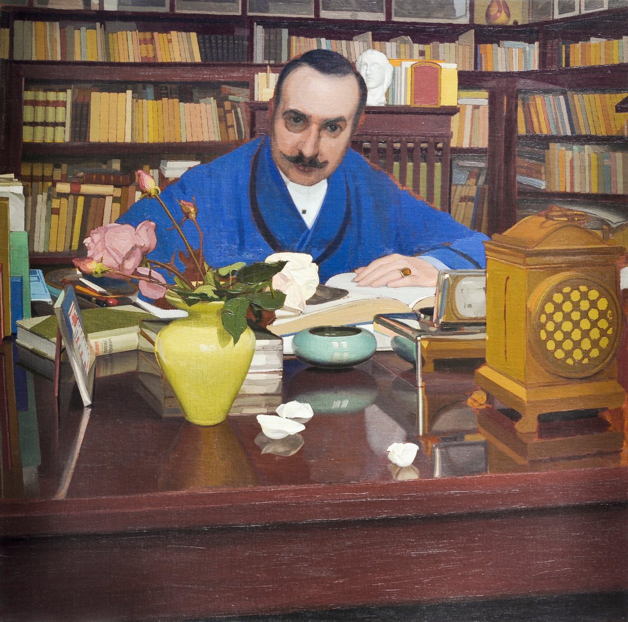 Ugo Ojetti i arbejdsværelset, ca. 1908-09 (olie på lærred) af Oscar Ghiglia