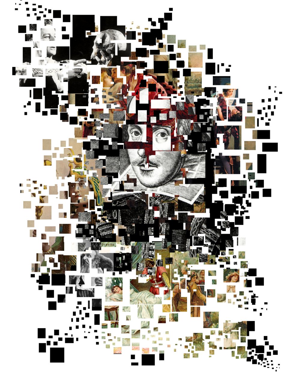 Collage af William Shakespeare (tryk) af Oscar Vila Nieto