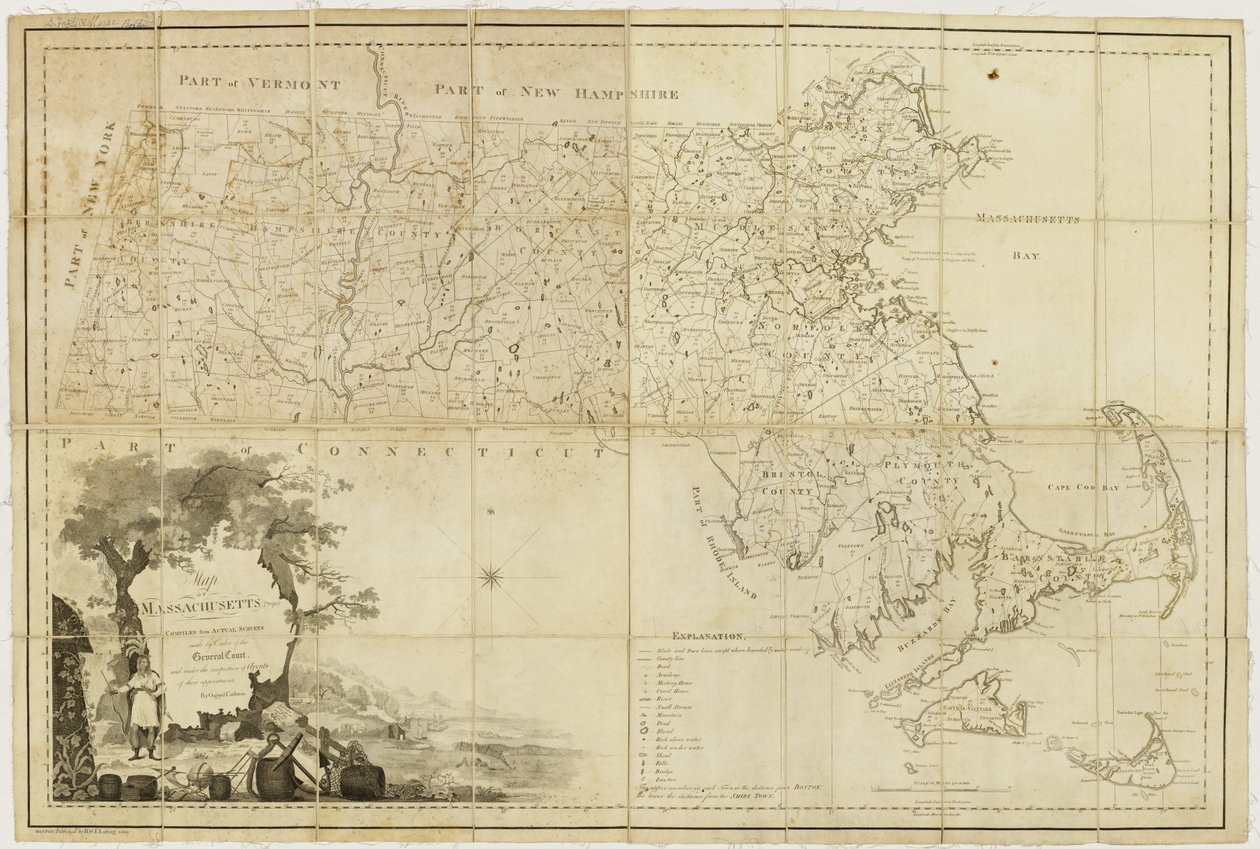 Map of Massachusetts proper: compiled from actual surveys made by order of the General Court and under the inspection of agents of their appointment, 1802dani af Osgood Carleton
