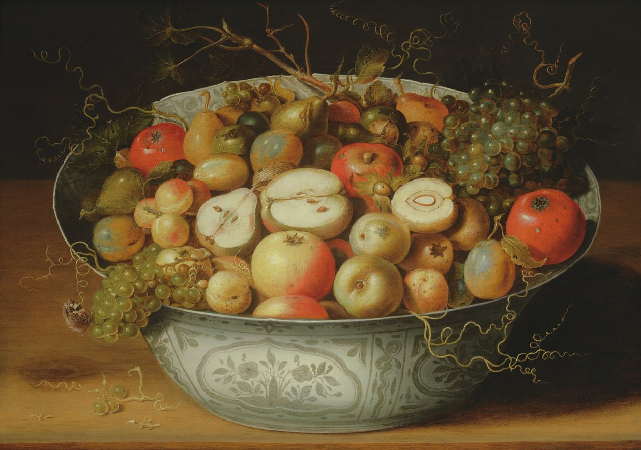 Stilleben af frugt i en porcelænsskål af Osias the Elder Beert
