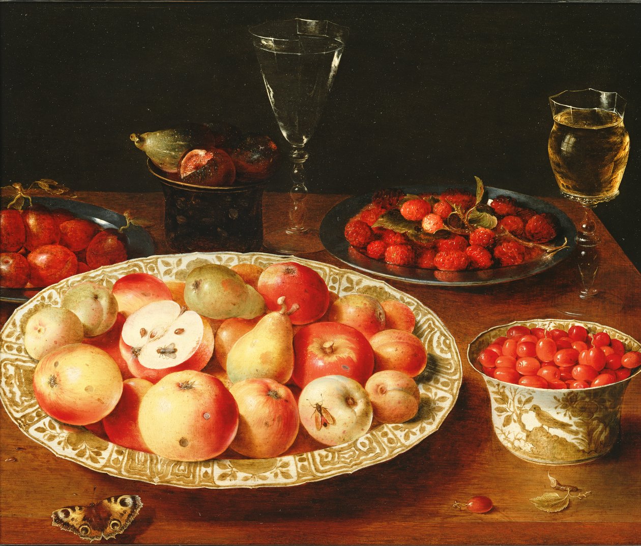 Stilleben med frugt i Wan-Li porcelænsskåle af Osias the Elder Beert