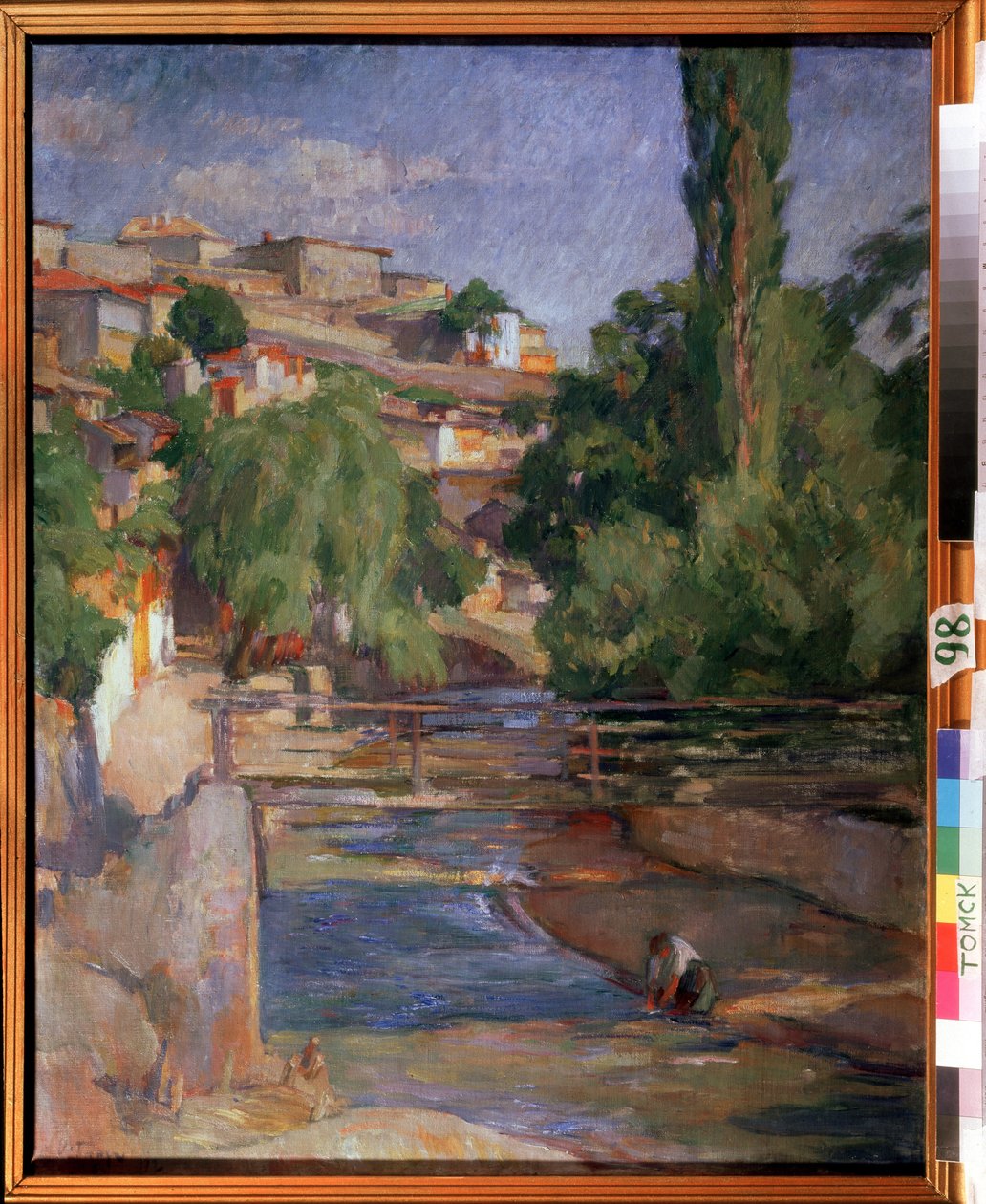 ""Landskab med bro og flod"" Maleri af Osip Emmanuilovich Braz (1872-1936) 1912 Statens Kunstmuseum, Tomsk af Osip Emmanuilovich Braz