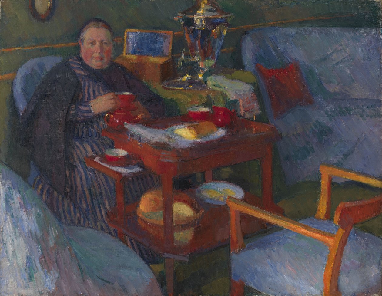 Kvinde drikker te af Osip Emmanuilovich Braz