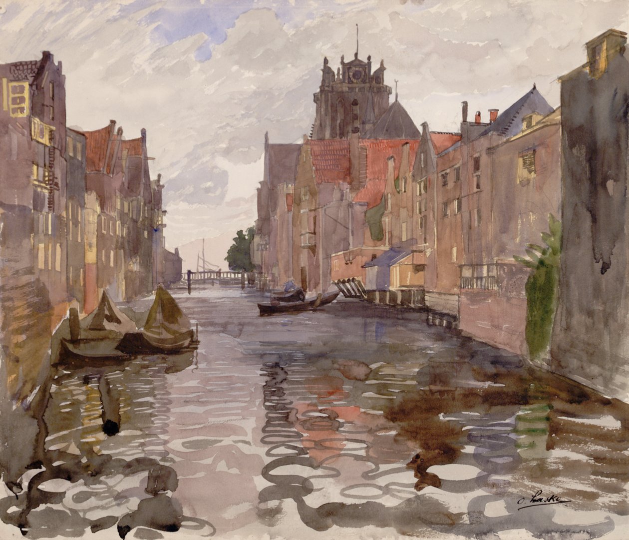 Kanal i Dordrecht af Oskar Laske