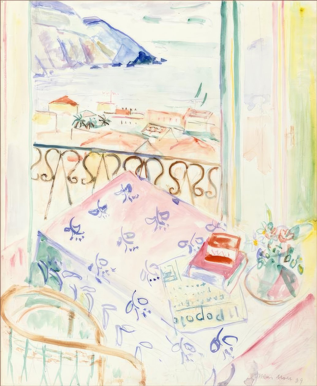 Værelse med balkon og udsigt over Positano af Oskar Moll