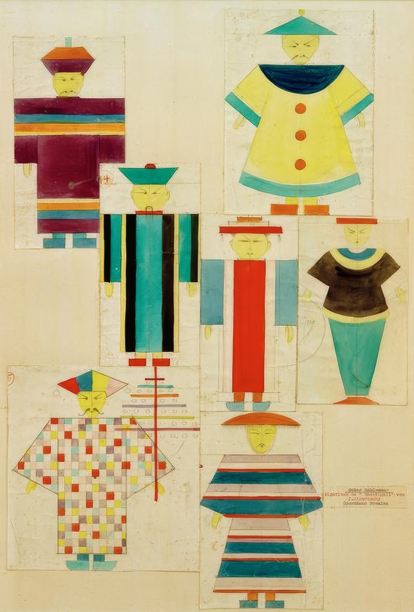 7 figurer af nattergalen af Oskar Schlemmer