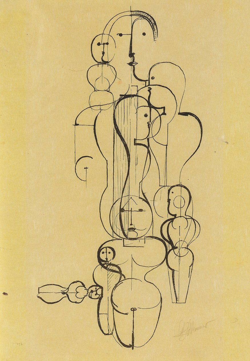 Koncentrisk gruppe: Figurplan K1 Koncentrisk gruppe: Figurplan K1, 1922. af Oskar Schlemmer