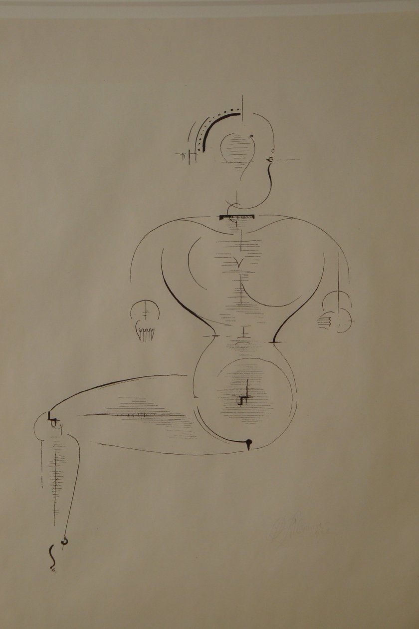 Figur fra siden: Figur H2 Siddende, 1921. af Oskar Schlemmer