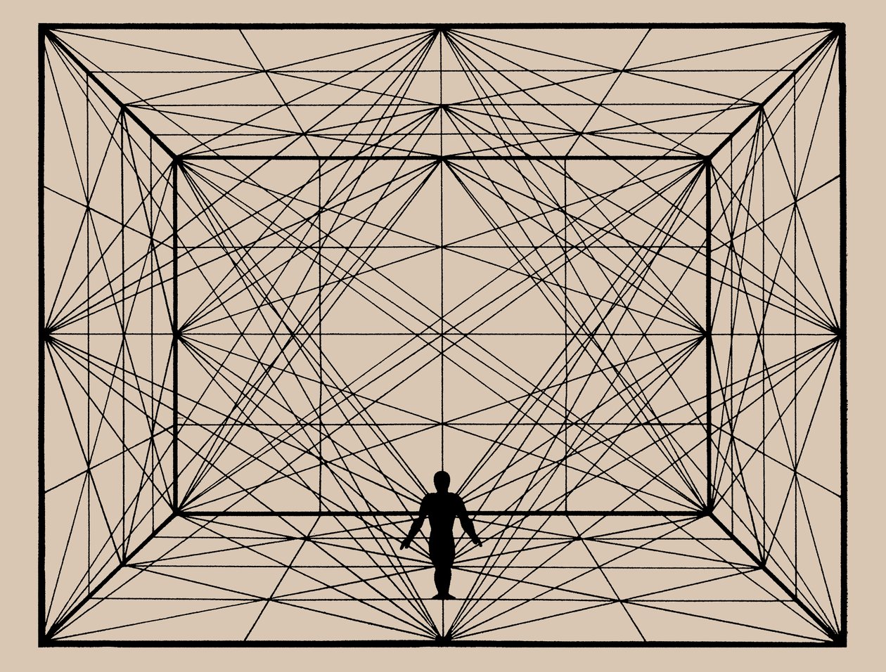 Figur i rummet med plangeometri og rumlige afgrænsninger, 1924-1925. af Oskar Schlemmer