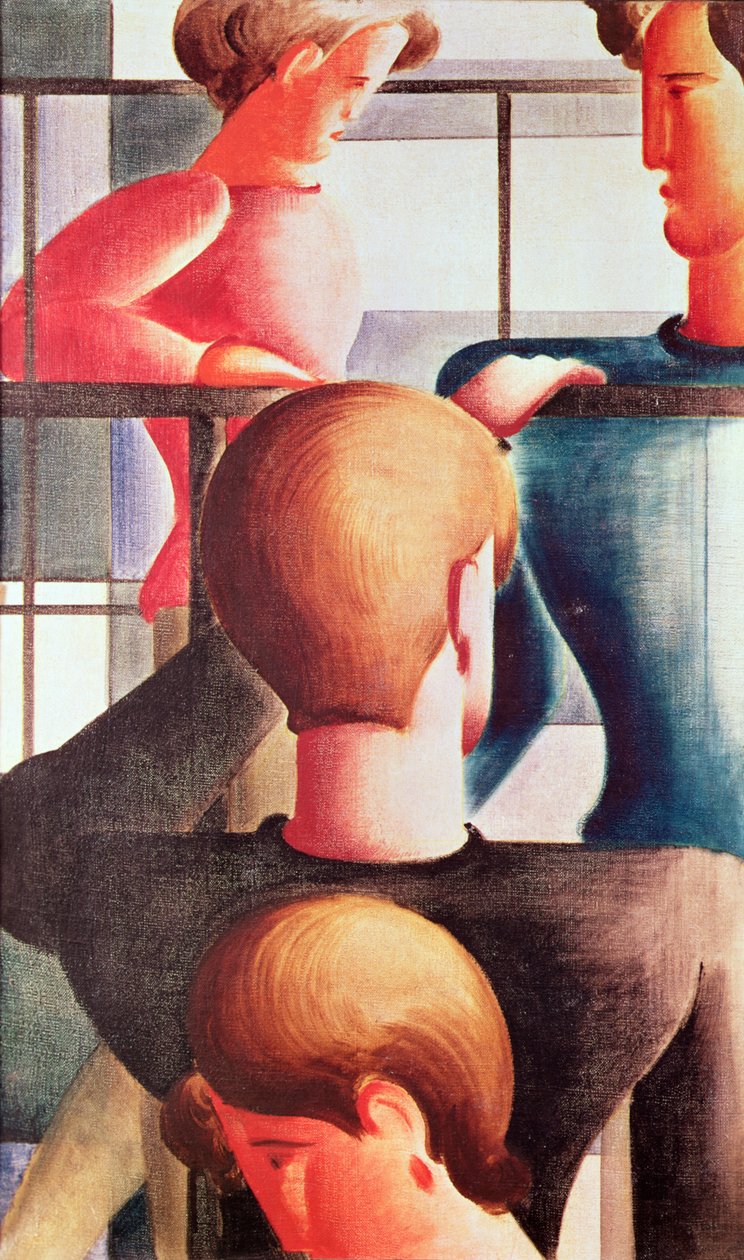 Gruppér ved et rækværk af Oskar Schlemmer