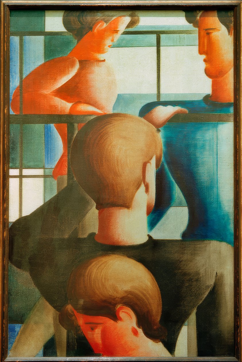 Gruppe ved rækværket I af Oskar Schlemmer